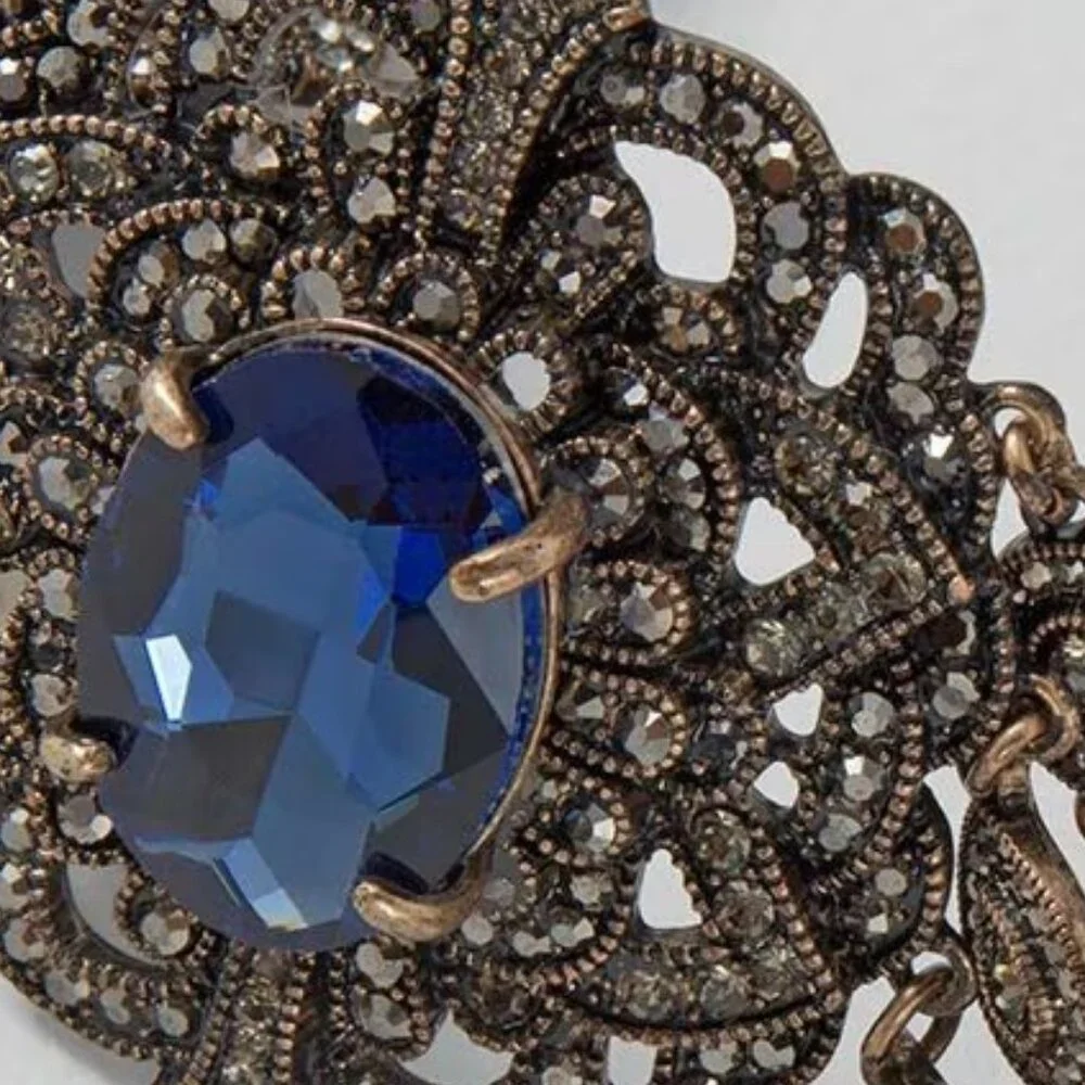 WHBM $125 Indigo Statement Blue Stone Necklace Old Russia STUNNING! - Picture 6 of 7